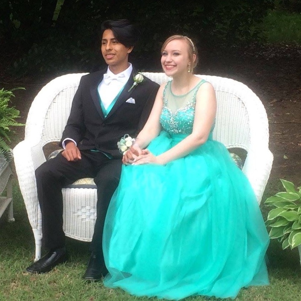 Long Teal prom dress worn once